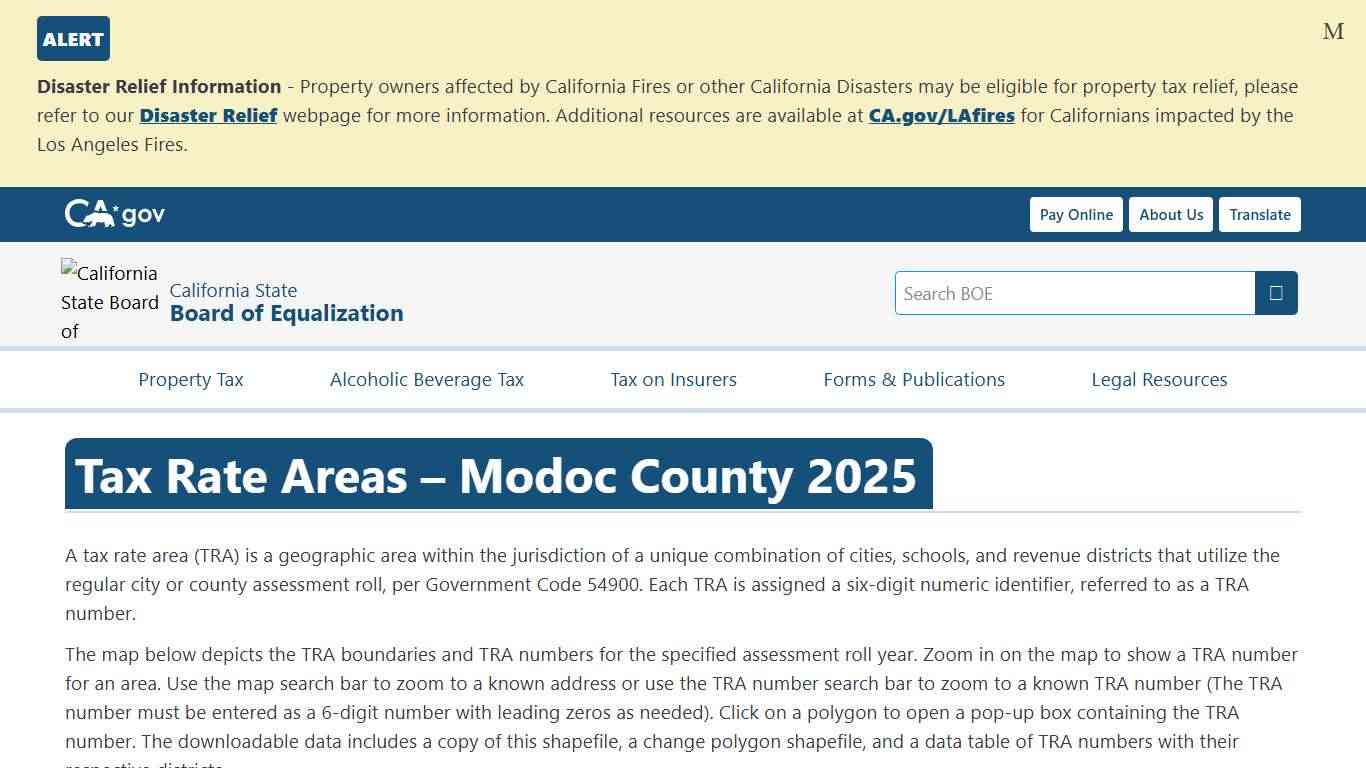 BOE Tax Rate Area Maps – Modoc County 2025